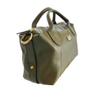Borsa a Mano in Cow Leather Verde Militare