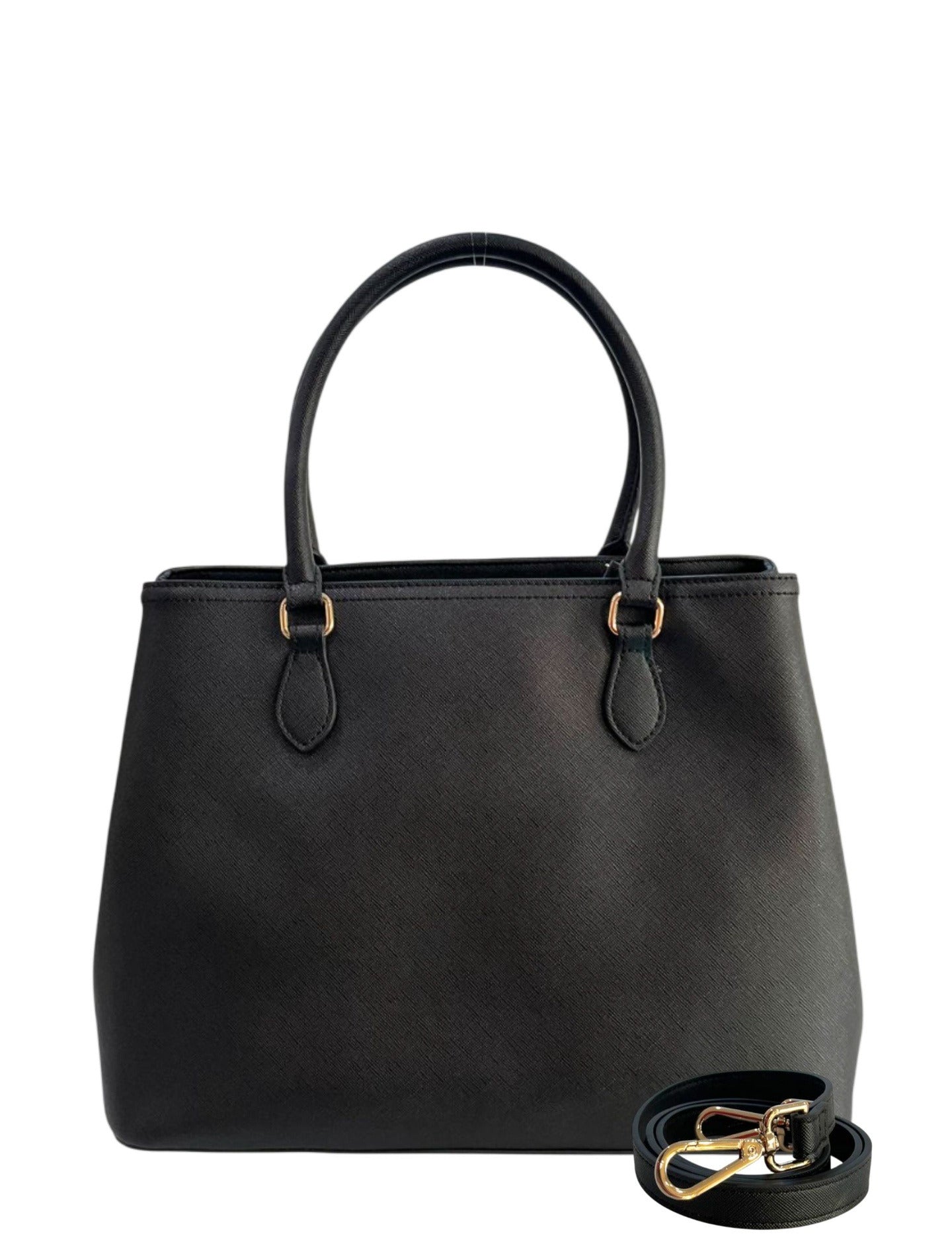 Borsa a Mano in 100% Pu Vegan Leather Nero