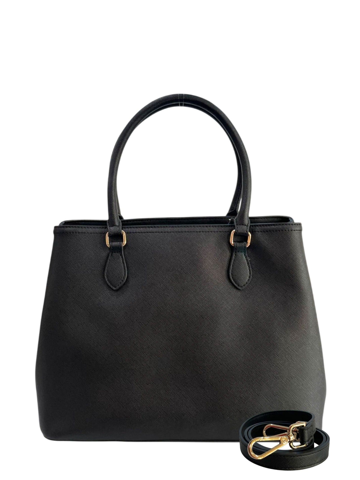 Borsa a Mano in 100% Pu Vegan Leather Nero