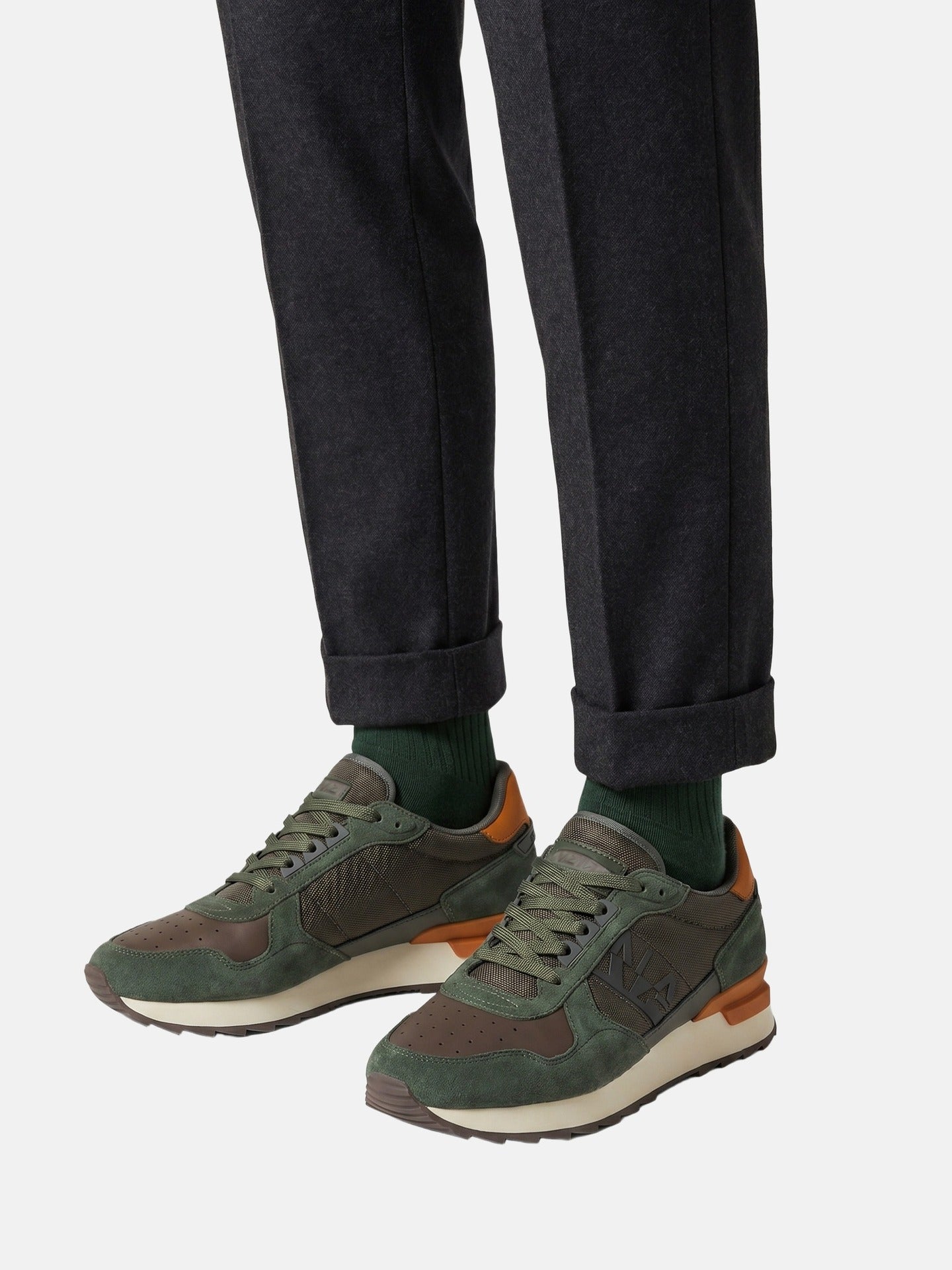 Sneakers Platform in Pelle Verde