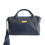 Borsa a Mano in Cow Leather Blu Scuro