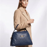 Borsa a Mano in Cow Leather Blu Scuro