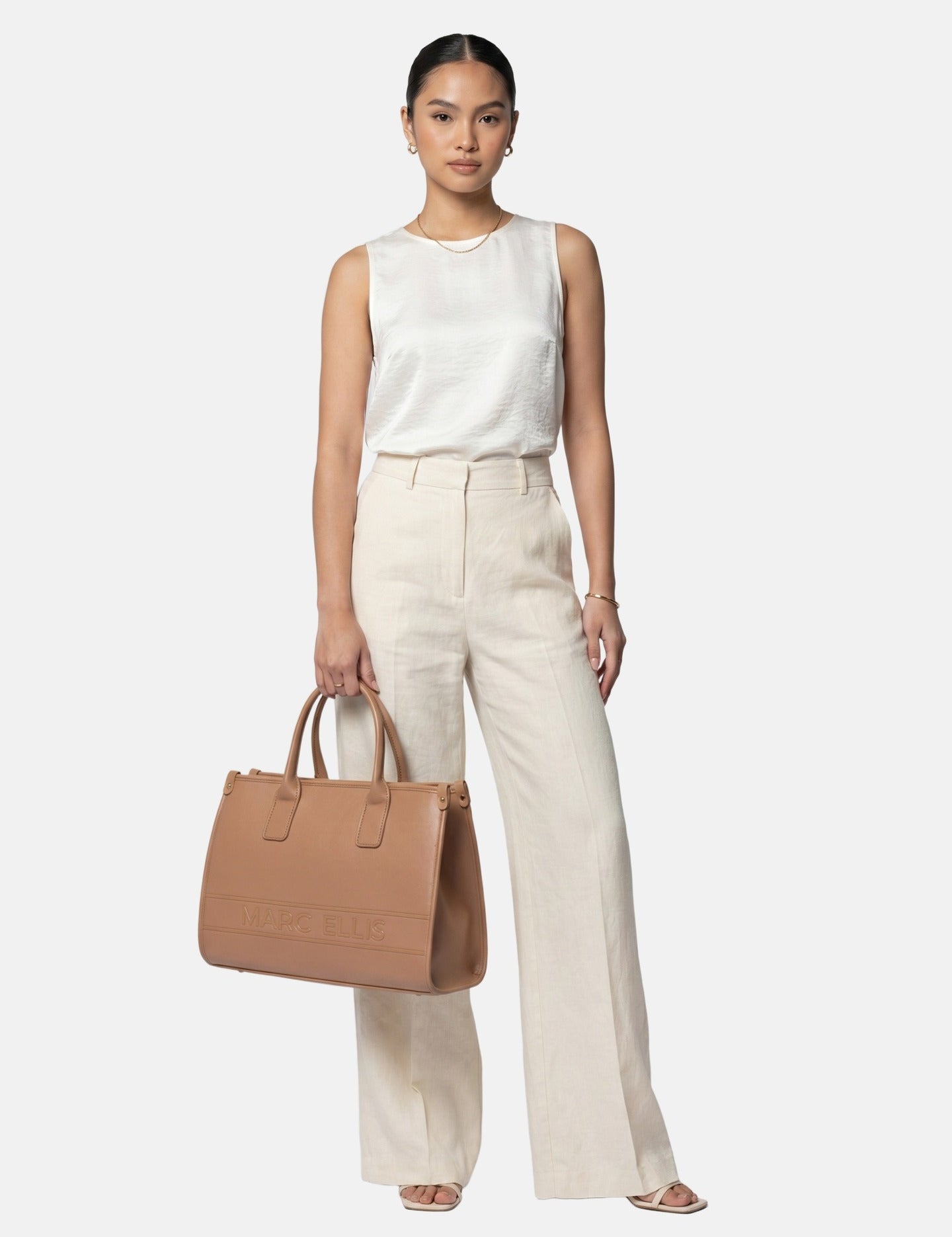 Borsa a Mano in Pelle Vegana Marrone Scuro