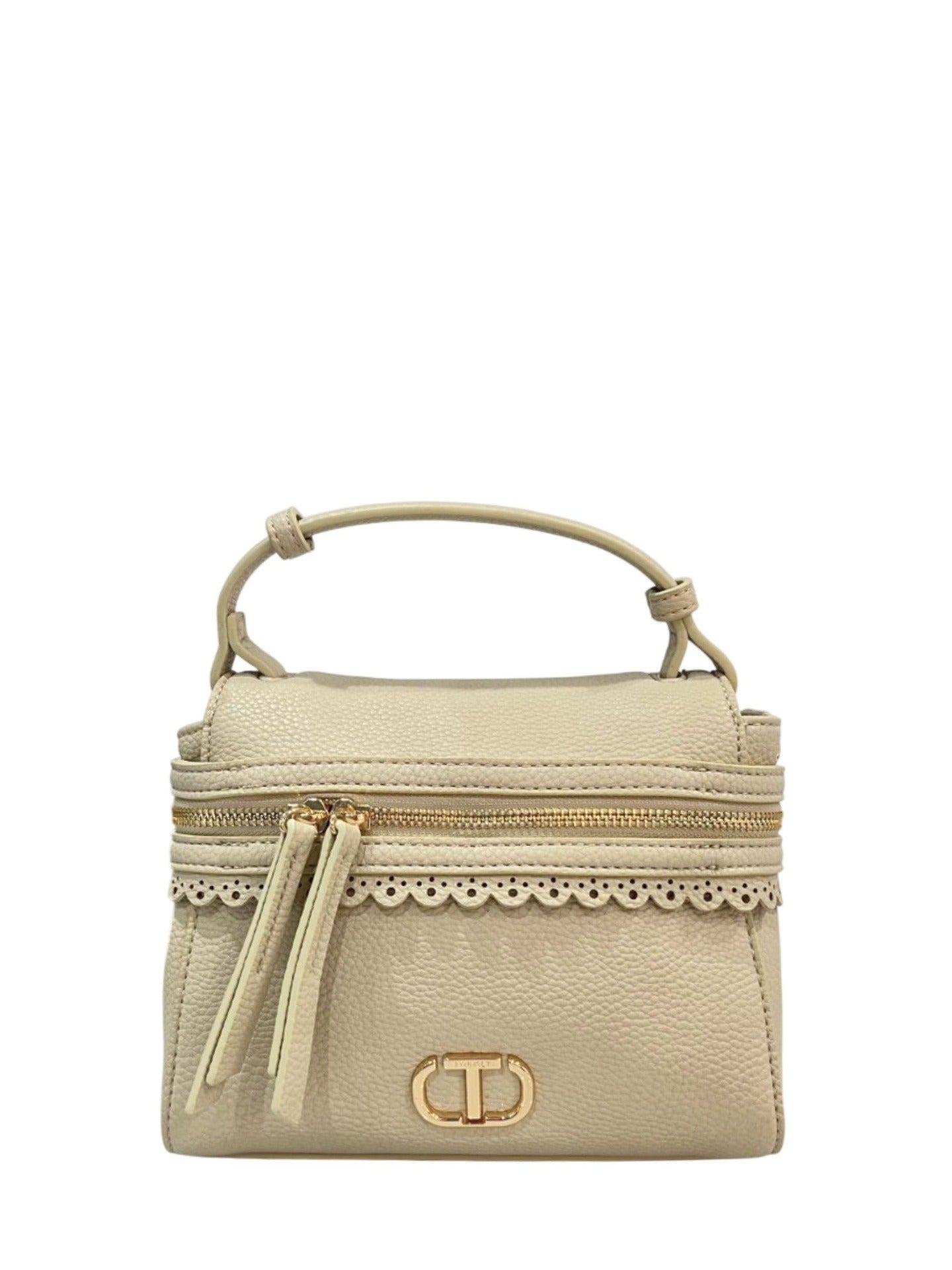 Borsa a Mano in 100% Pu Vegan Leather Beige