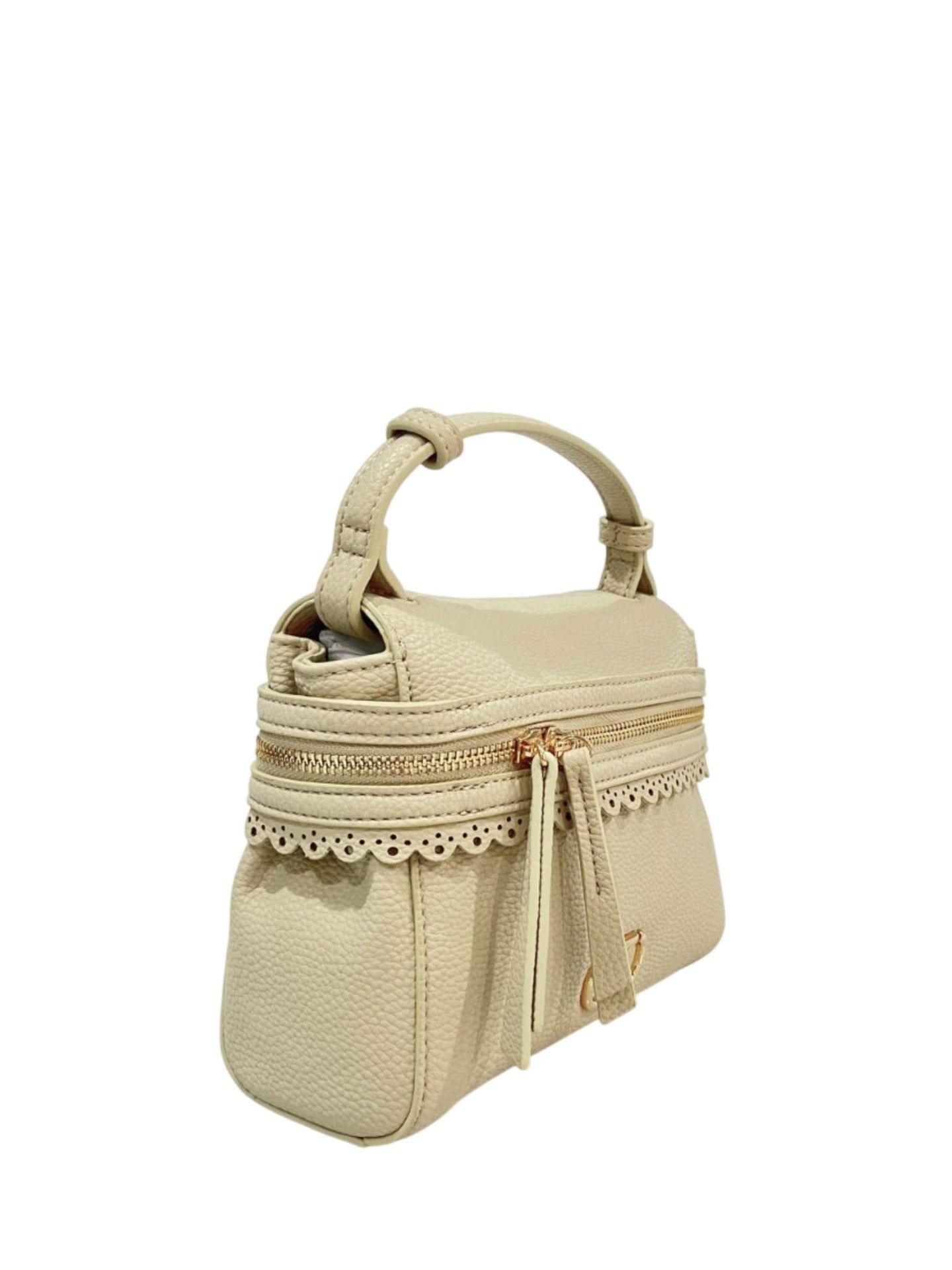 Borsa a Mano in 100% Pu Vegan Leather Beige