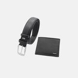 Set Portafoglio e Cintura in Vera Pelle Nero