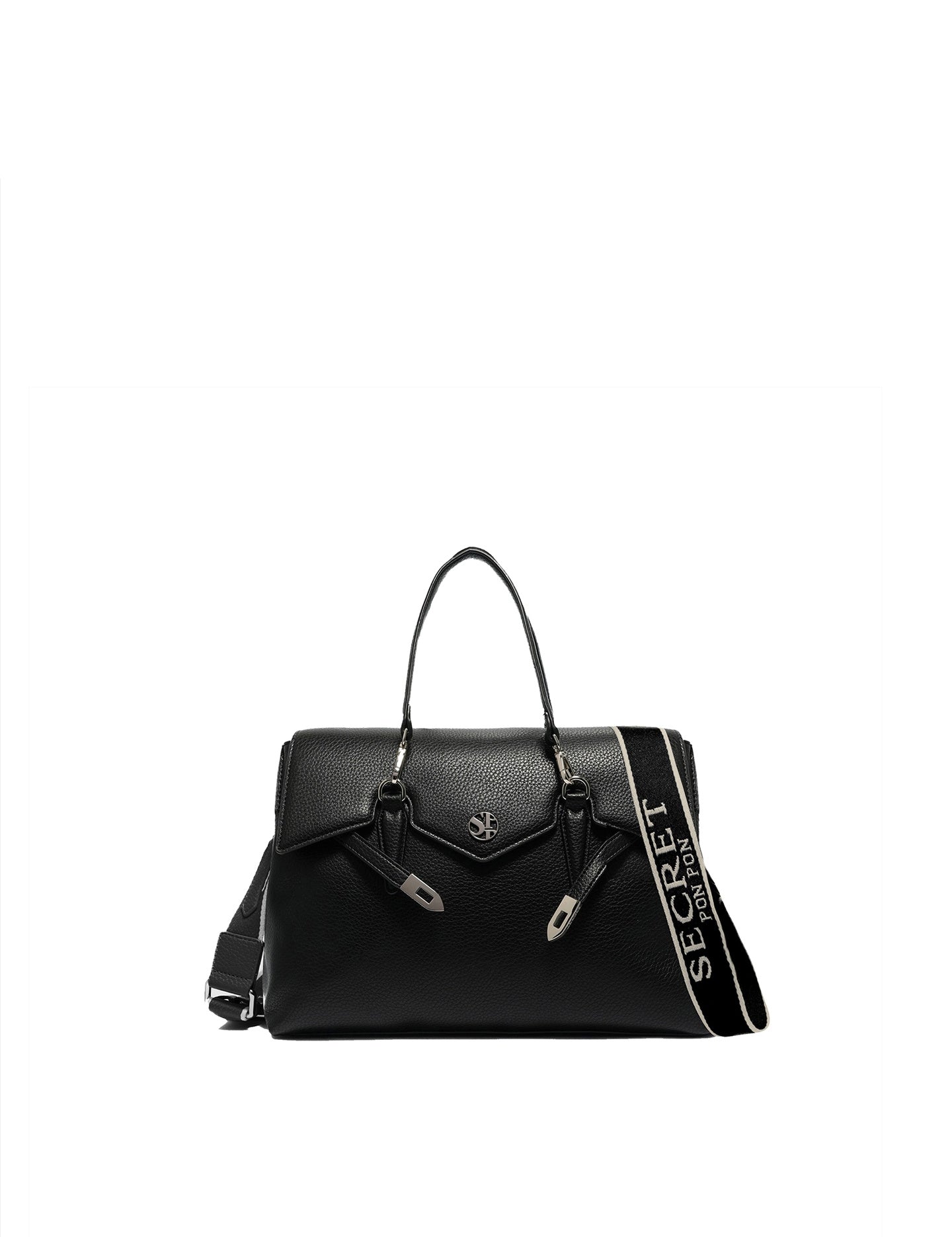 Borsa a Mano in Polyurethane Nero