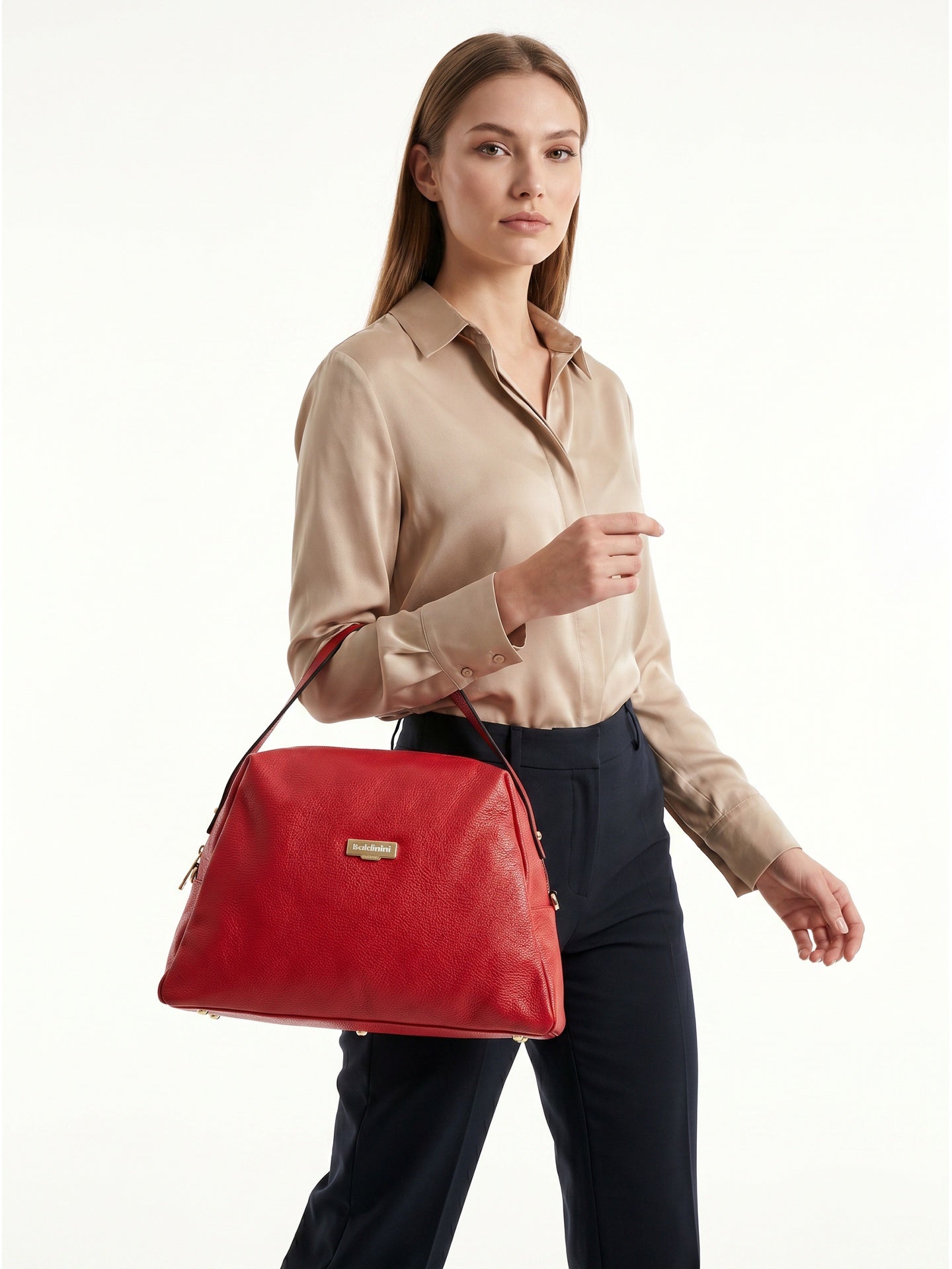 Borsa a Mano in Cow Leather Rosso