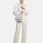 Borsa a Spalla in 100% Pu Vegan Leather Argento