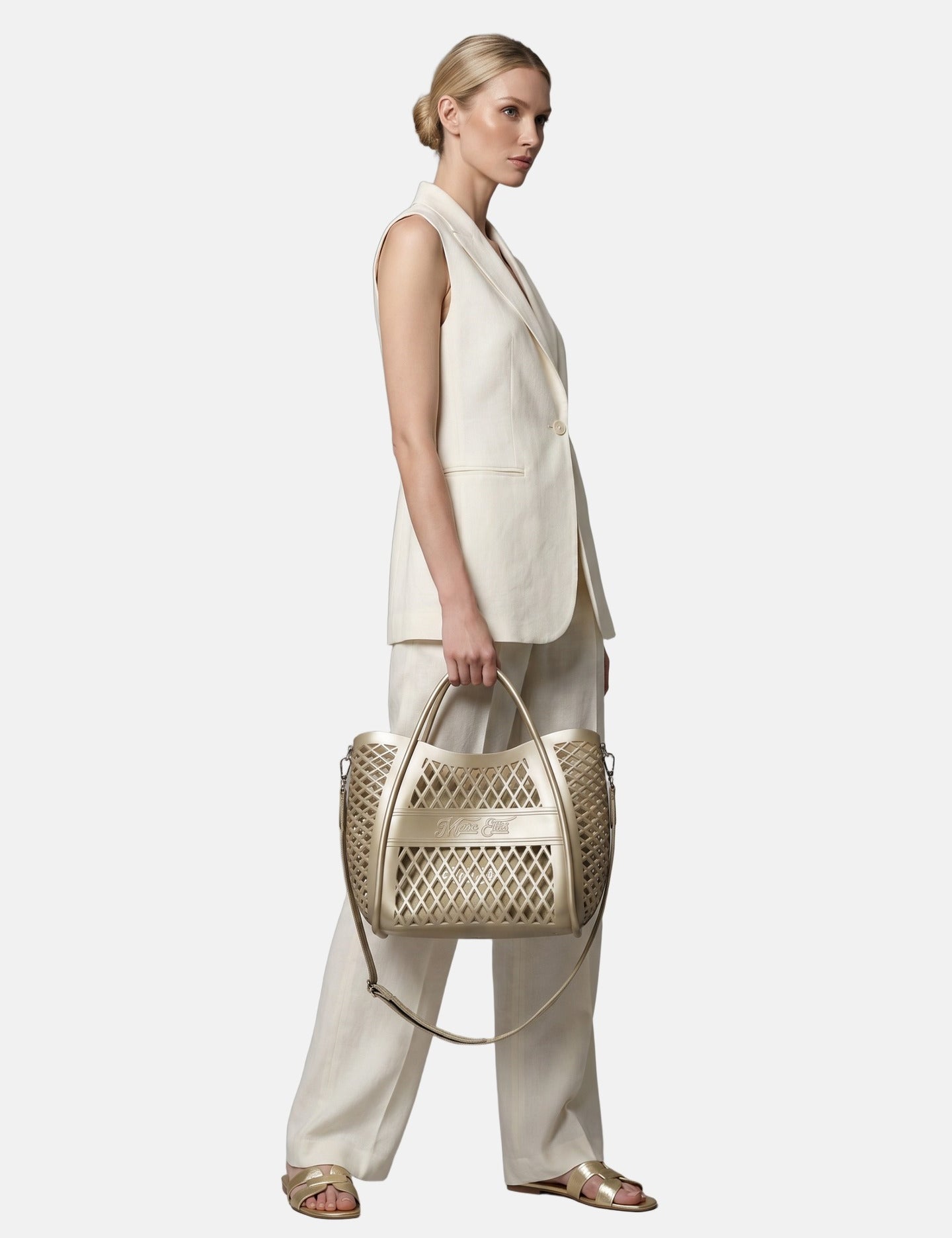Borsa a Mano in 100% Pu Vegan Leather Verde Militare