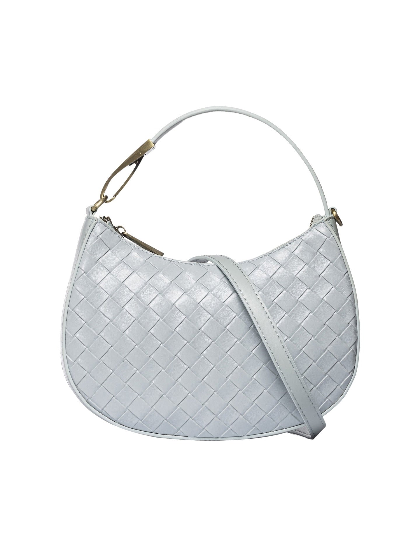 Borsa a Mano in Pelle Vegana Grigio Chiaro