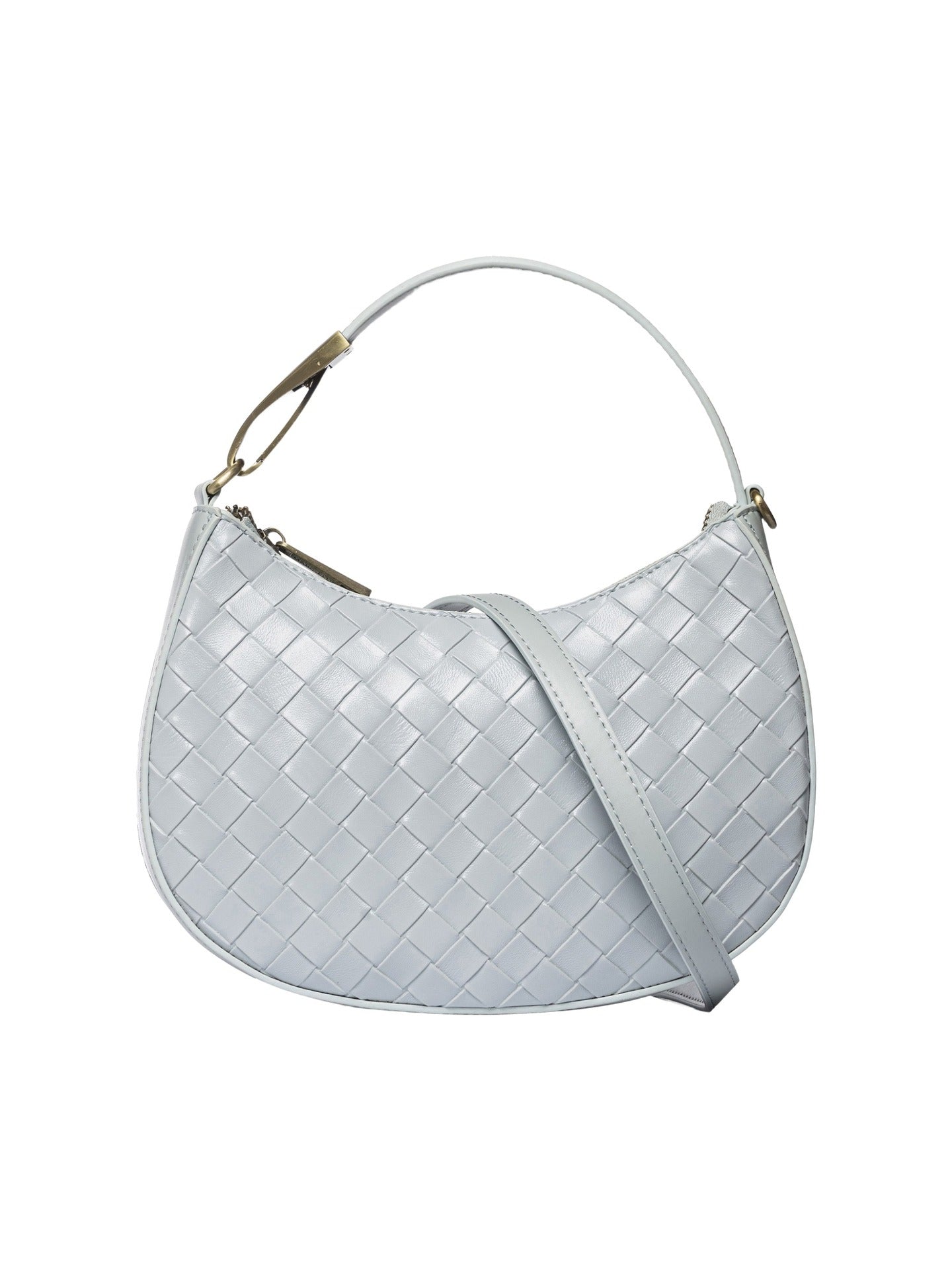 Borsa a Mano in Pelle Vegana Grigio Chiaro