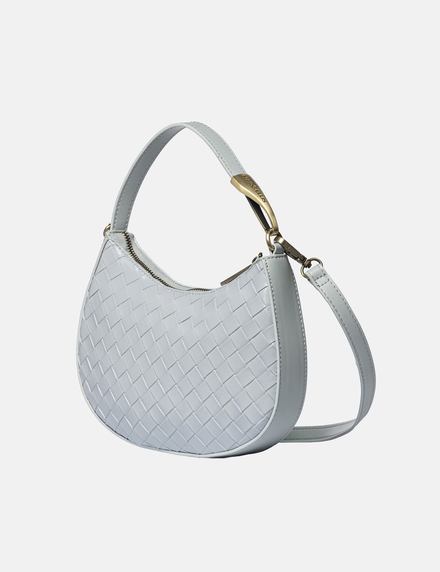 Borsa a Mano in Pelle Vegana Grigio Chiaro