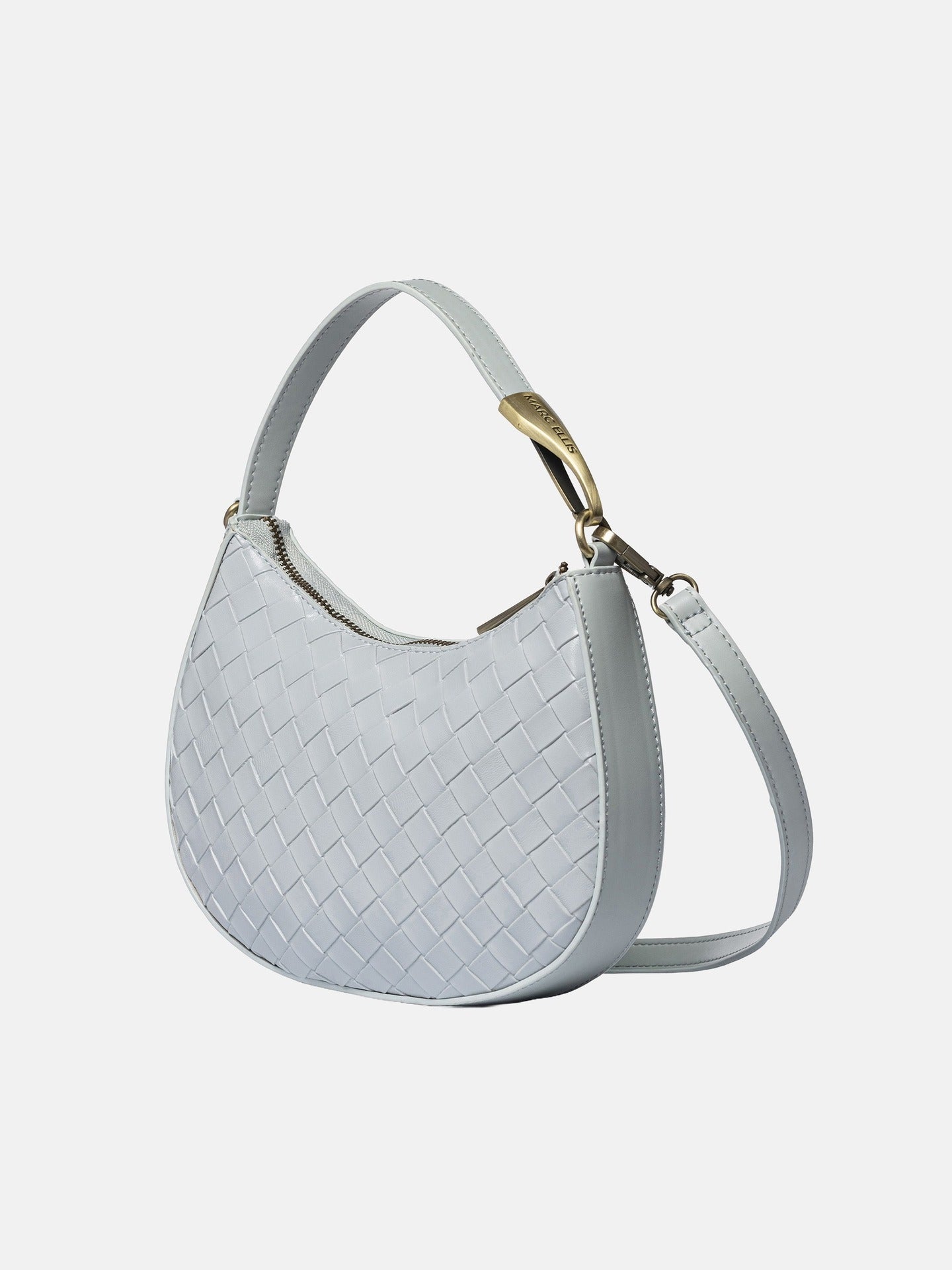 Borsa a Mano in Pelle Vegana Grigio Chiaro