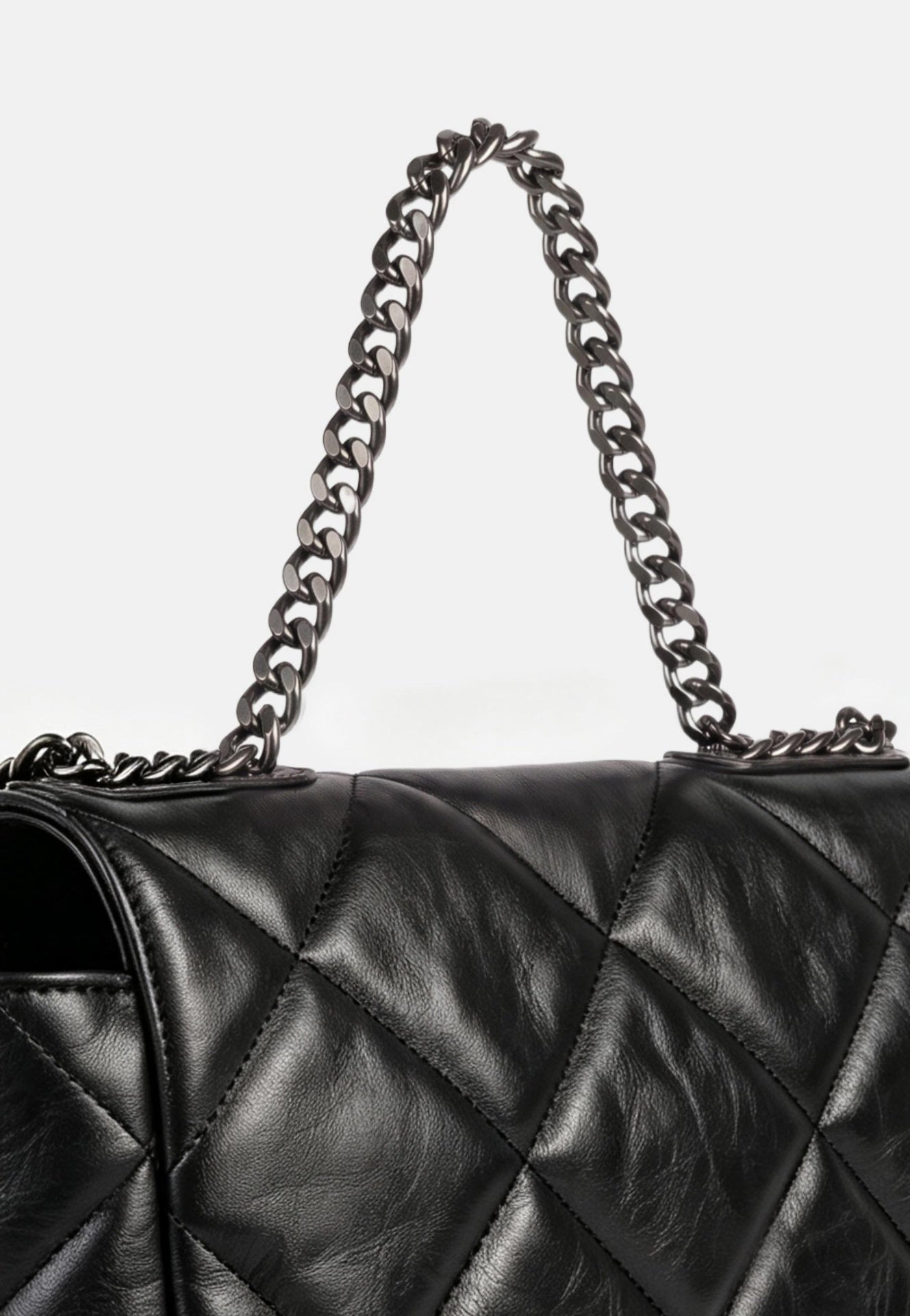 Borsa a Mano in Sauvage Leather Nero