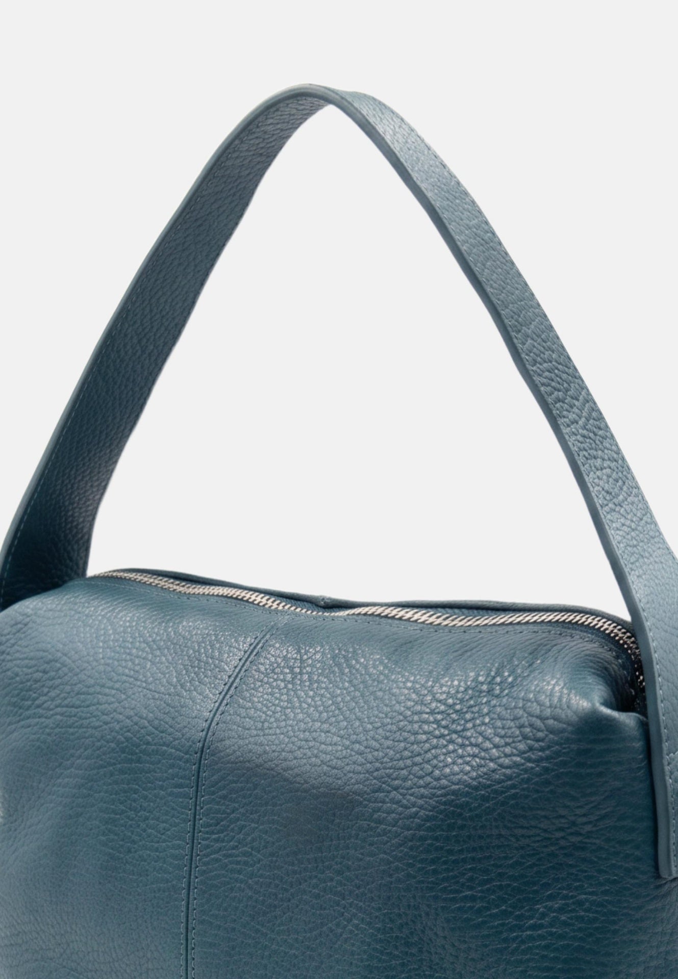 Borsa a Mano in Vera Pelle Blu Scuro