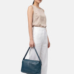 Borsa a Mano in Vera Pelle Blu Scuro
