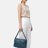 Borsa a Mano in Vera Pelle Blu Scuro