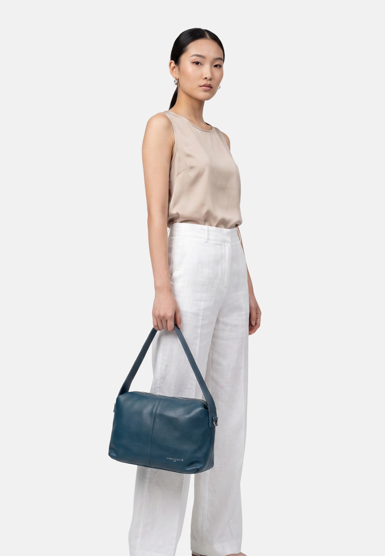 Borsa a Mano in Vera Pelle Blu Scuro