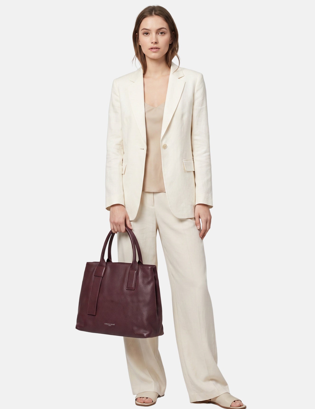 Borsa a Mano in Vera Pelle Bordeaux