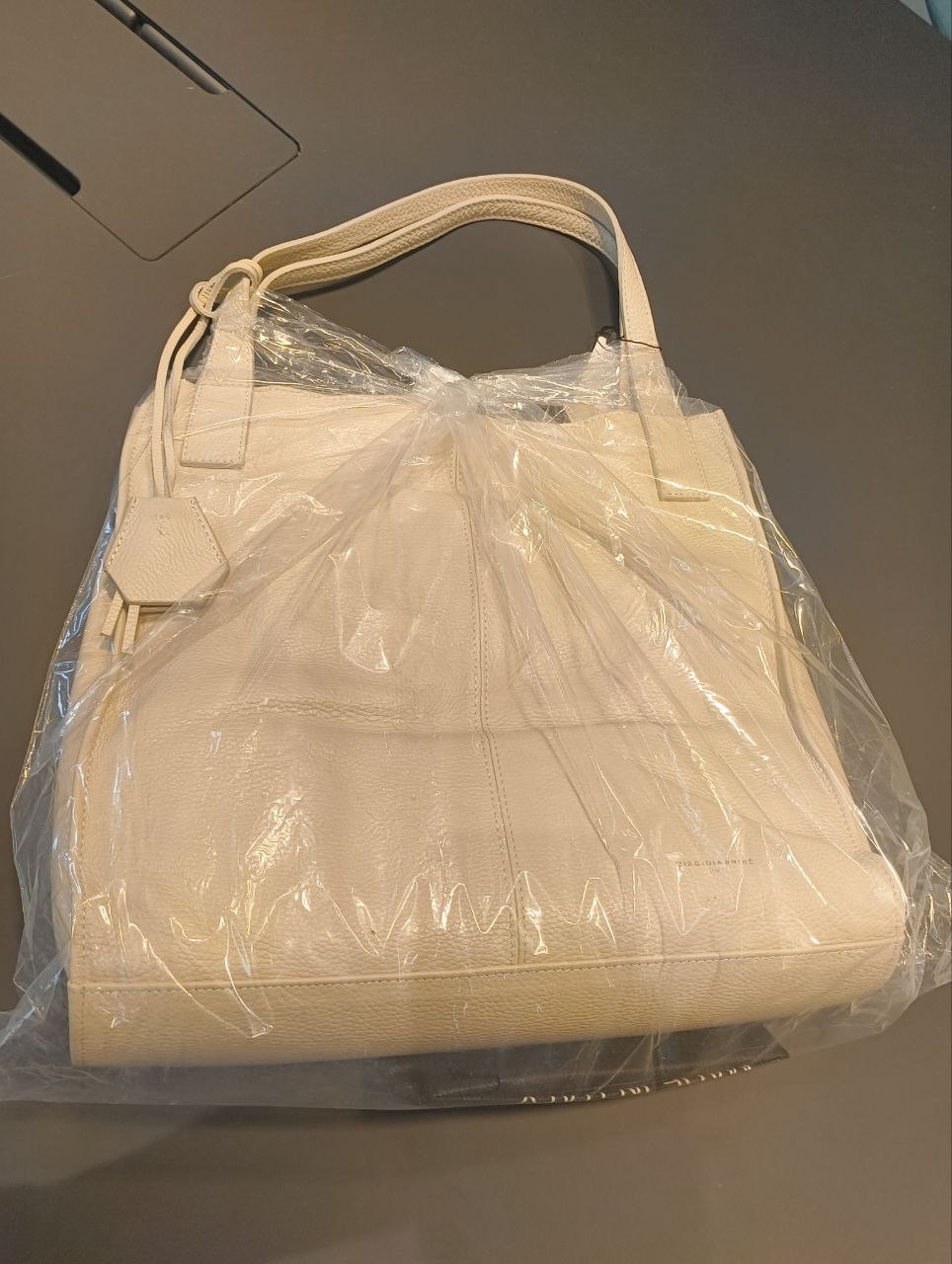 Borsa a Spalla in Dollaro Leather Panna