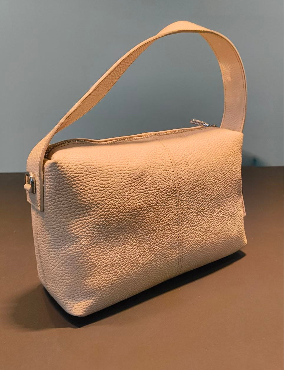 Borsa a Mano in Vera Pelle Panna