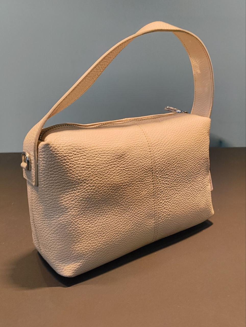Borsa a Mano in Vera Pelle Panna