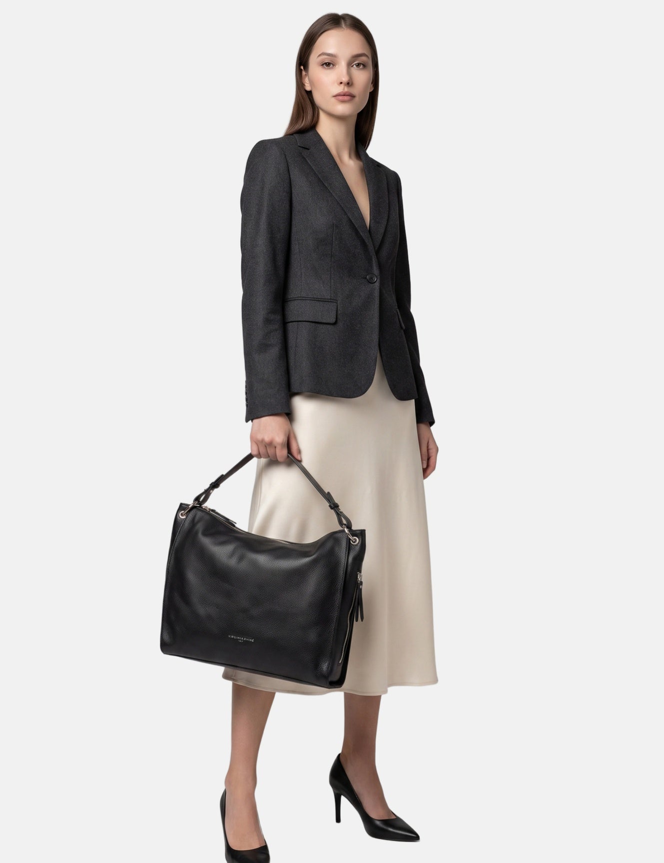 Borsa a Spalla in Vera Pelle Nero