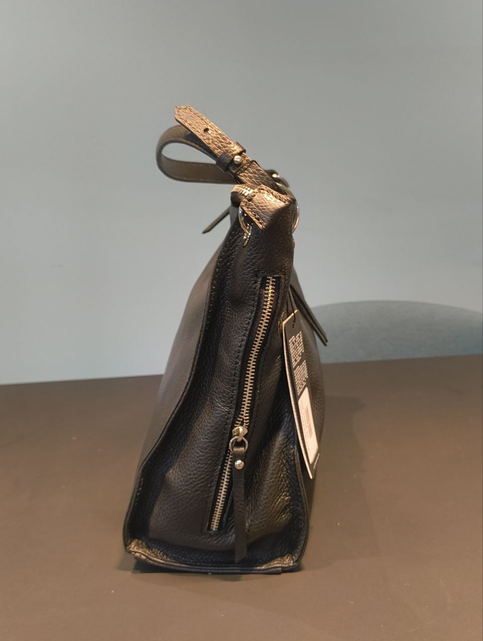 Borsa a Spalla in Vera Pelle Nero