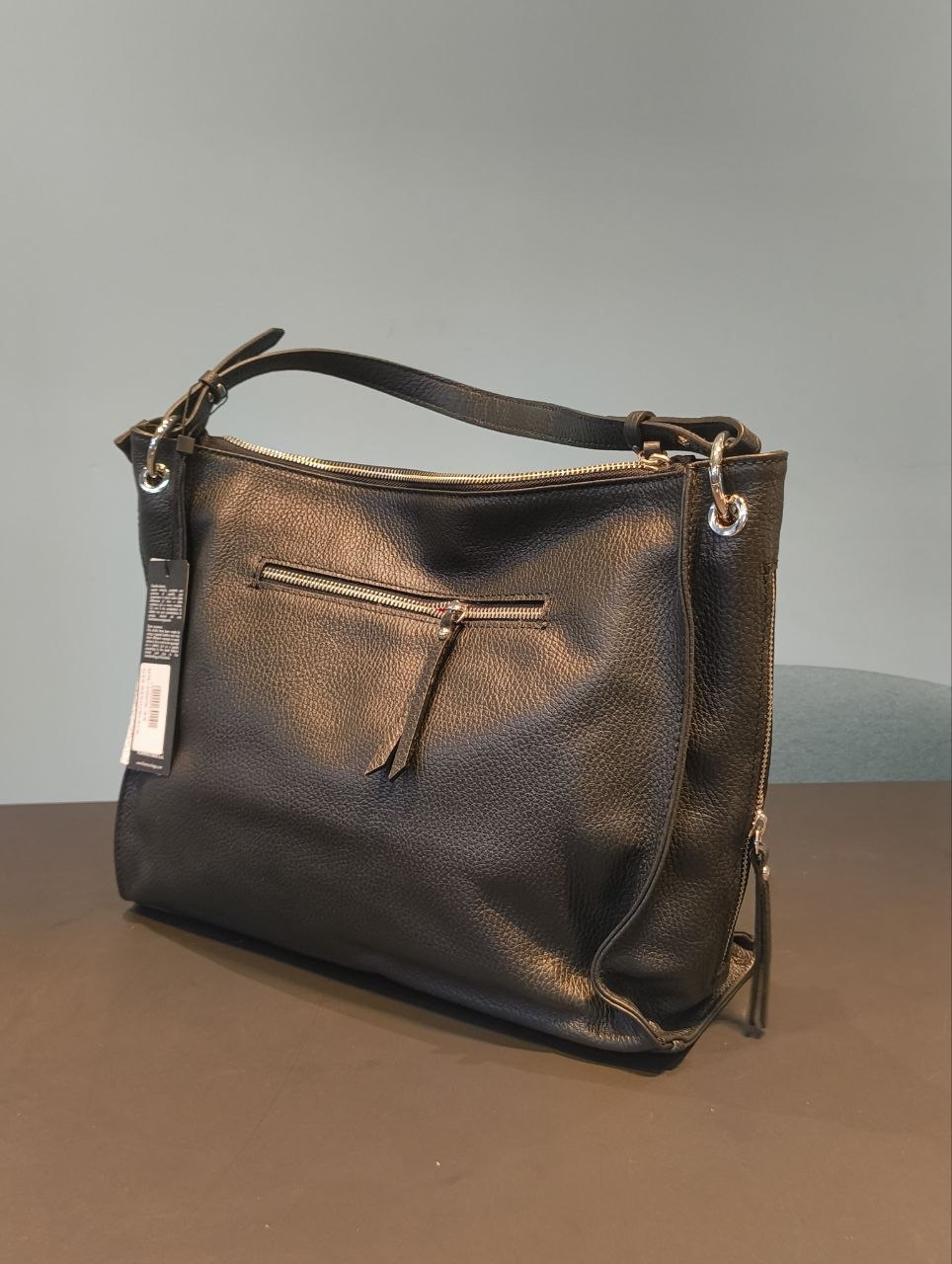 Borsa a Spalla in Vera Pelle Nero