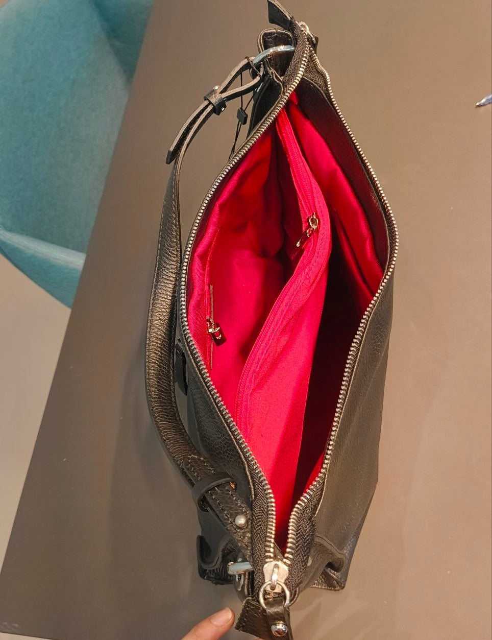 Borsa a Spalla in Vera Pelle Nero