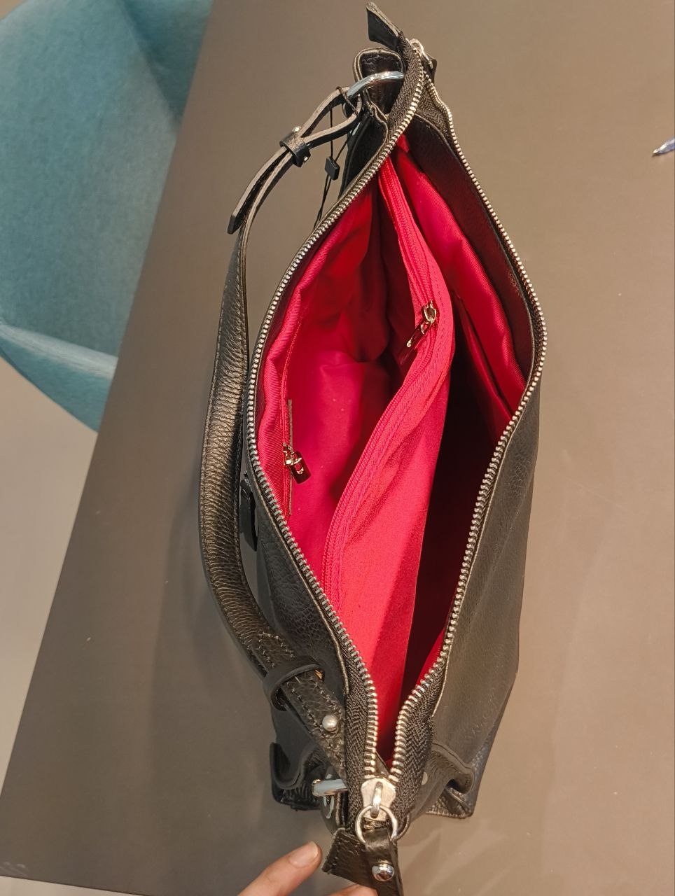 Borsa a Spalla in Vera Pelle Nero