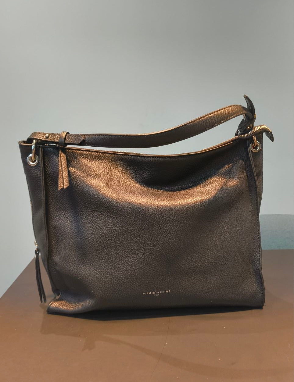 Borsa a Spalla in Vera Pelle Nero