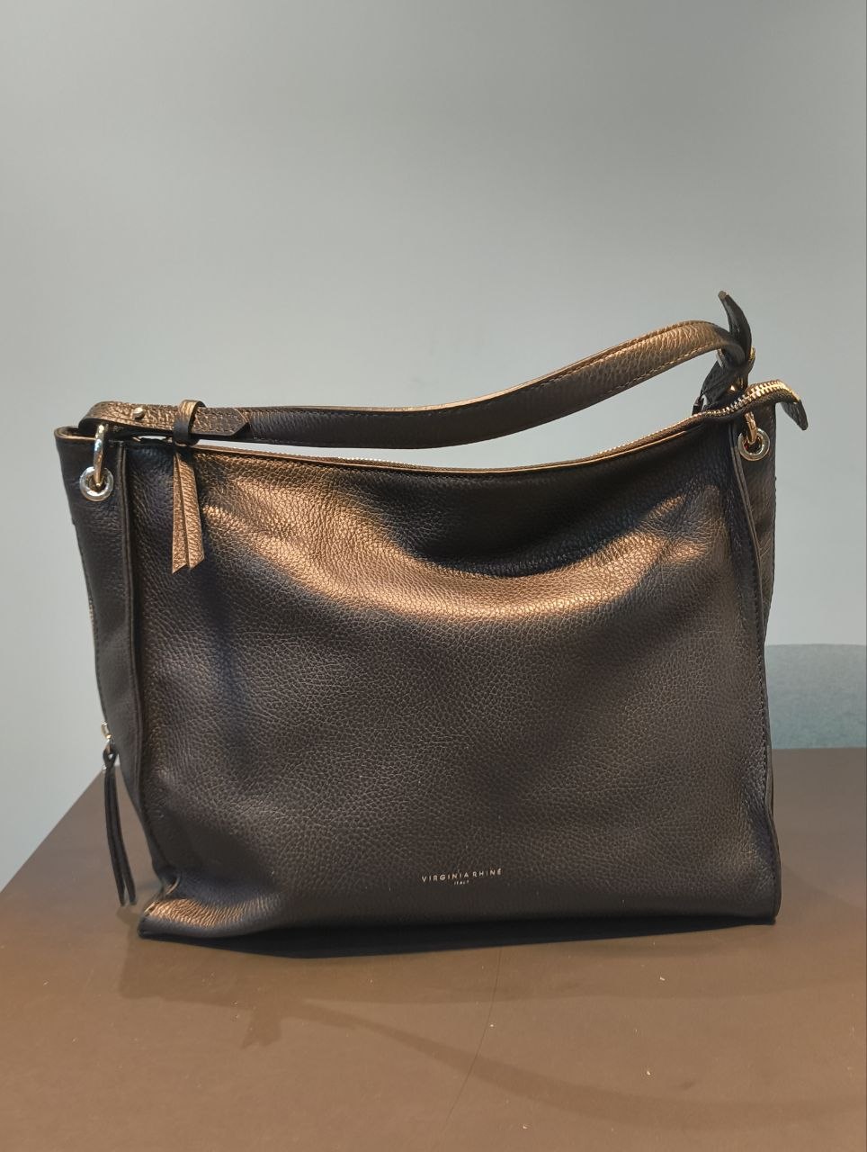 Borsa a Spalla in Vera Pelle Nero