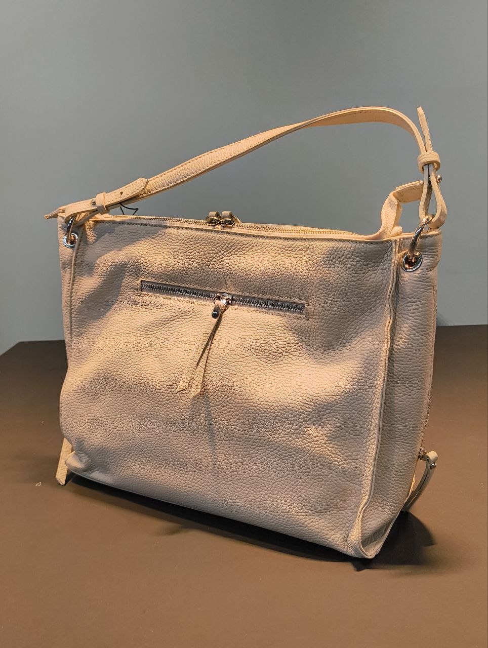 Borsa a Spalla in Vera Pelle Panna