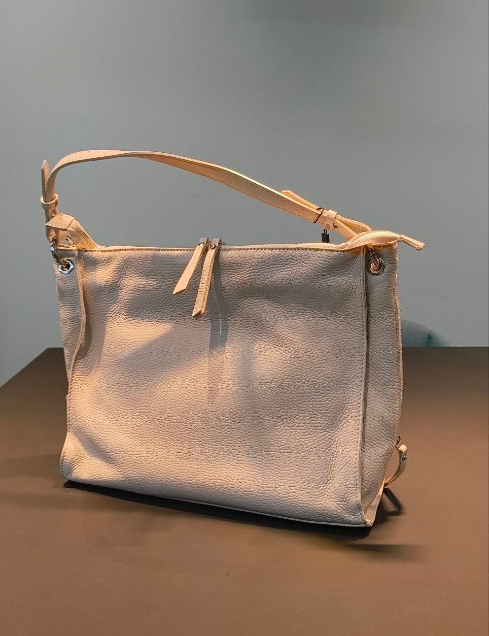 Borsa a Spalla in Vera Pelle Panna