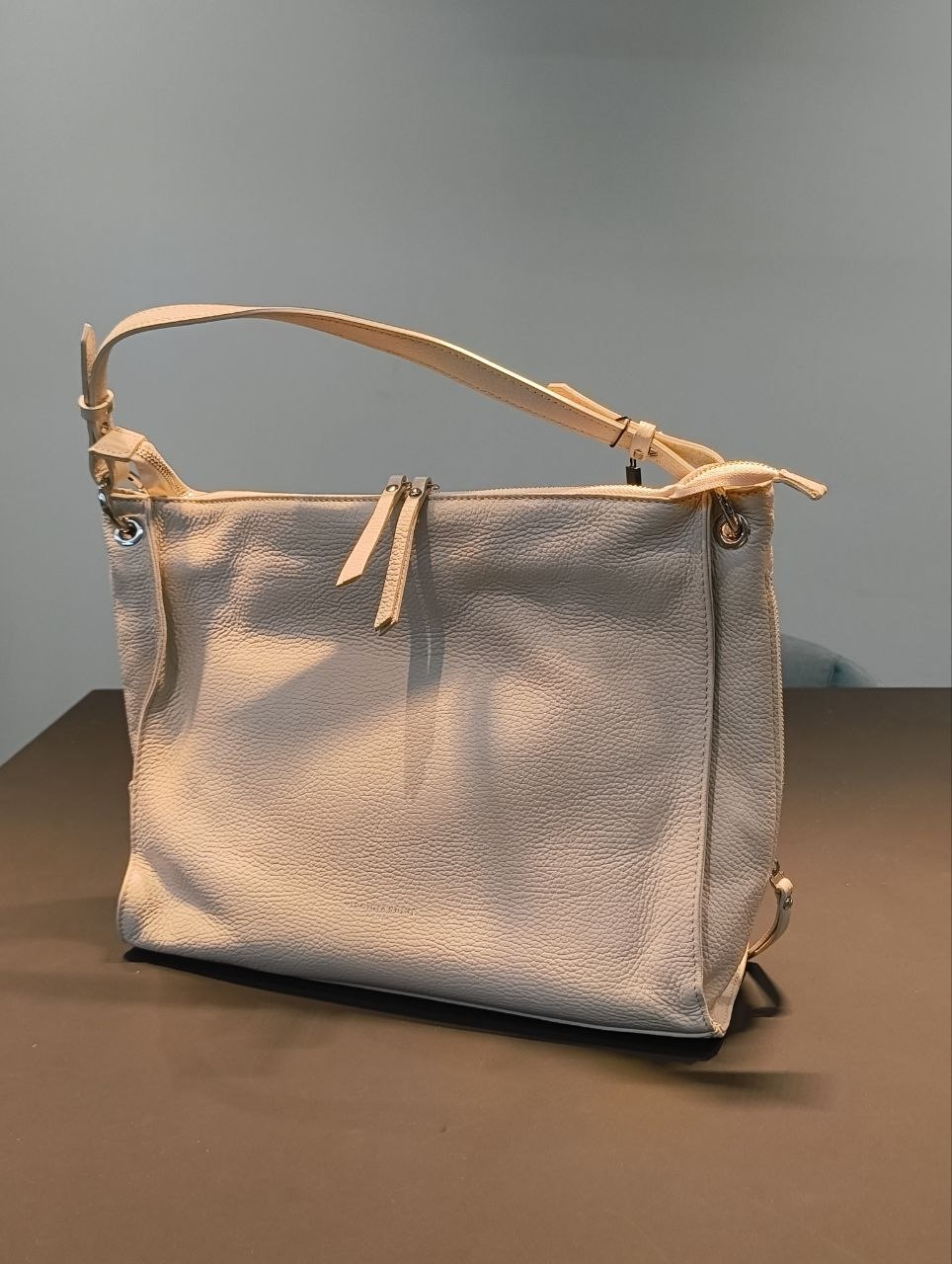 Borsa a Spalla in Vera Pelle Panna