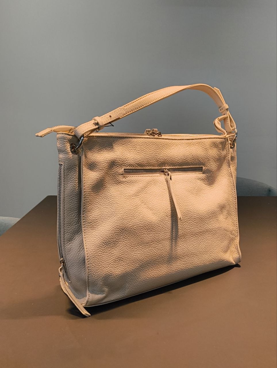 Borsa a Spalla in Vera Pelle Panna