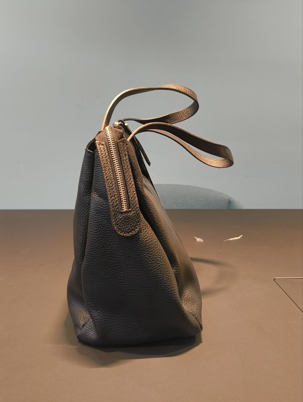 Borsa a Spalla in Dollaro Leather Nero