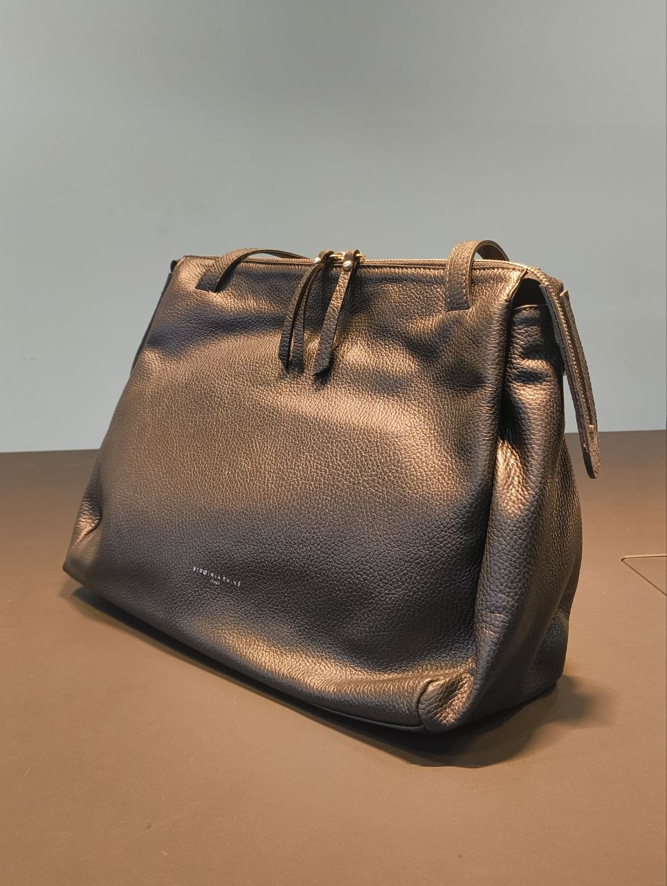 Borsa a Spalla in Dollaro Leather Nero