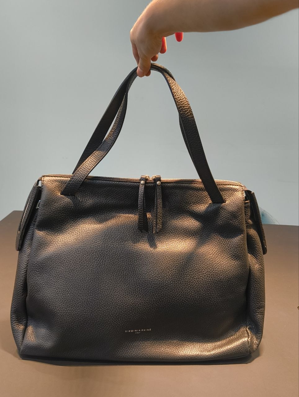 Borsa a Spalla in Dollaro Leather Nero