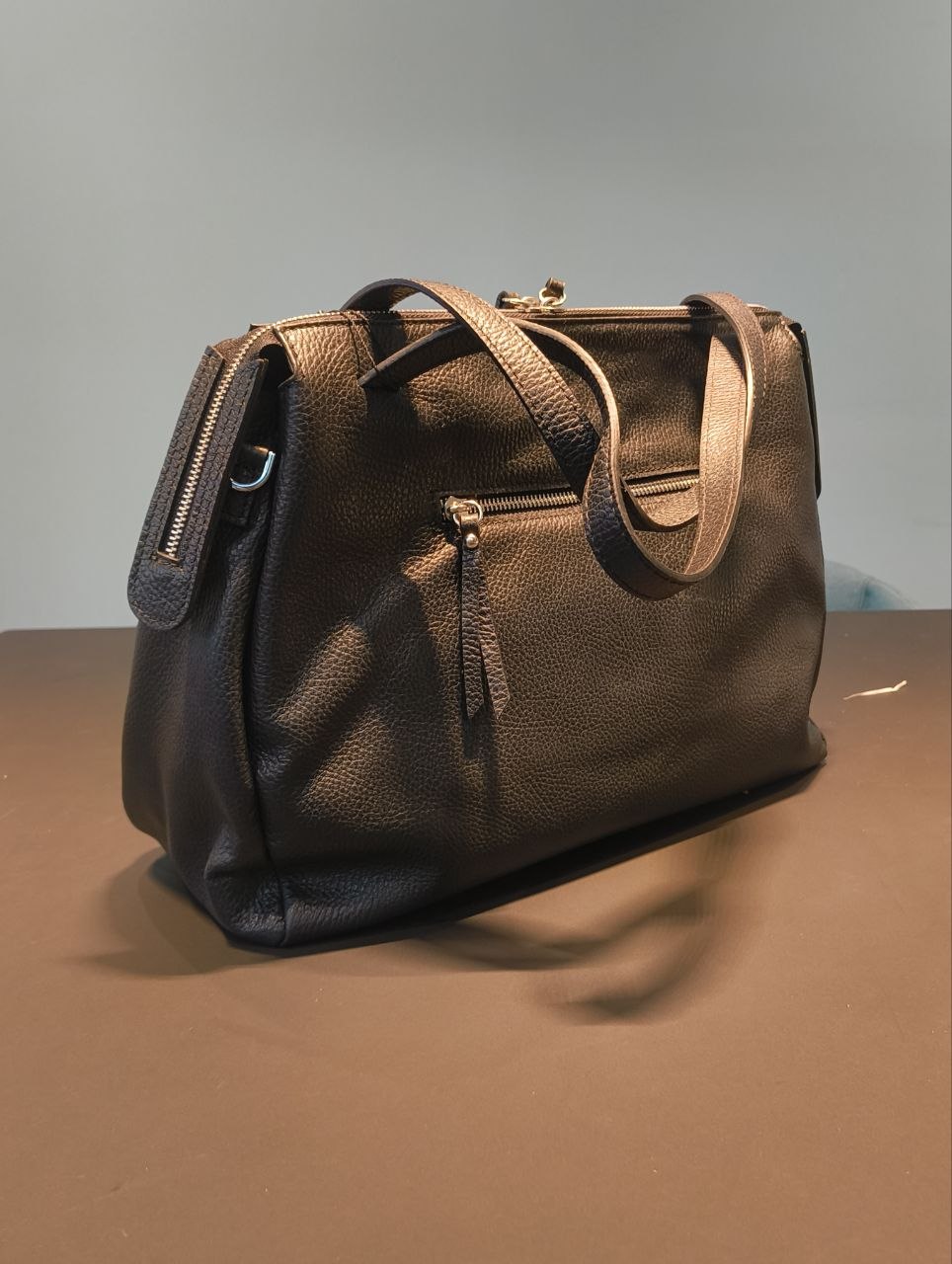 Borsa a Spalla in Dollaro Leather Nero