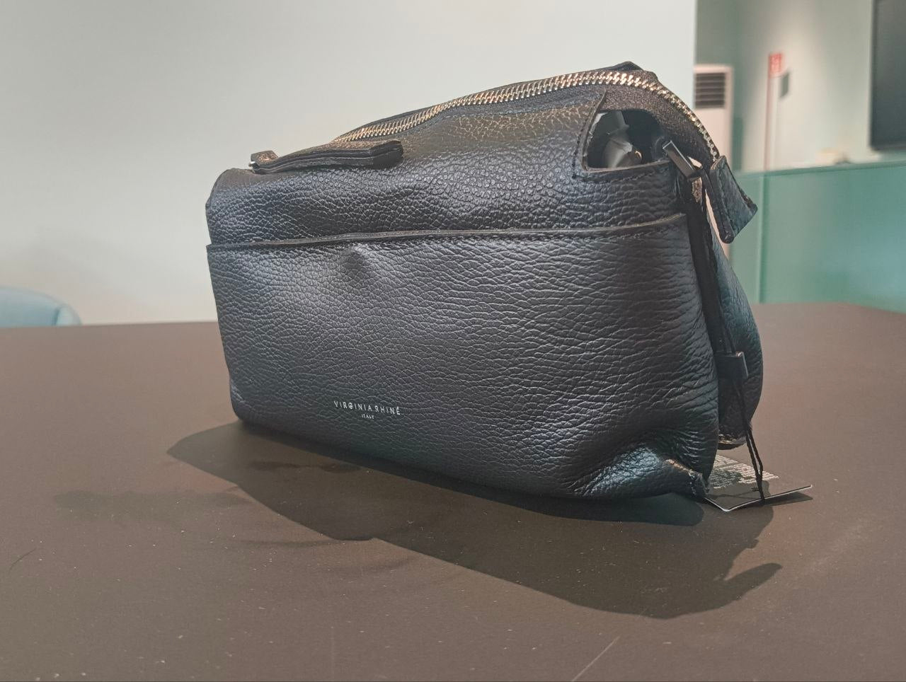 Borsa a Spalla in Dollaro Leather Nero