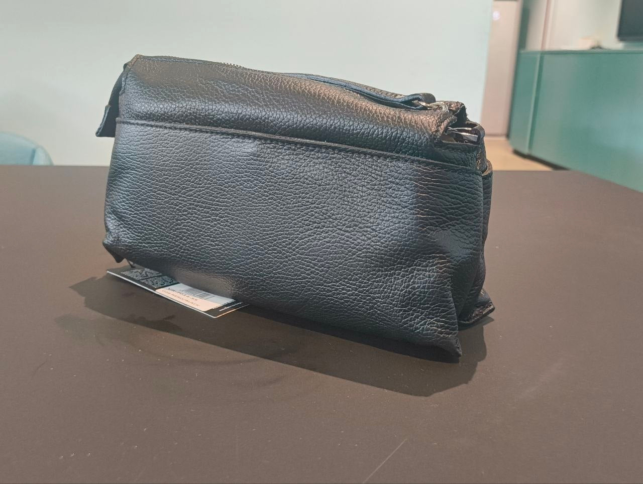 Borsa a Spalla in Dollaro Leather Nero
