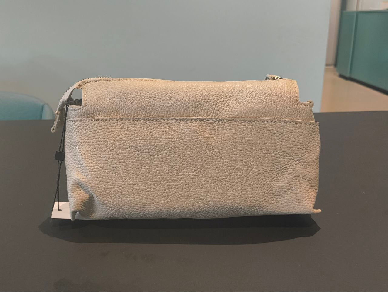 Borsa a Spalla in Dollaro Leather Panna