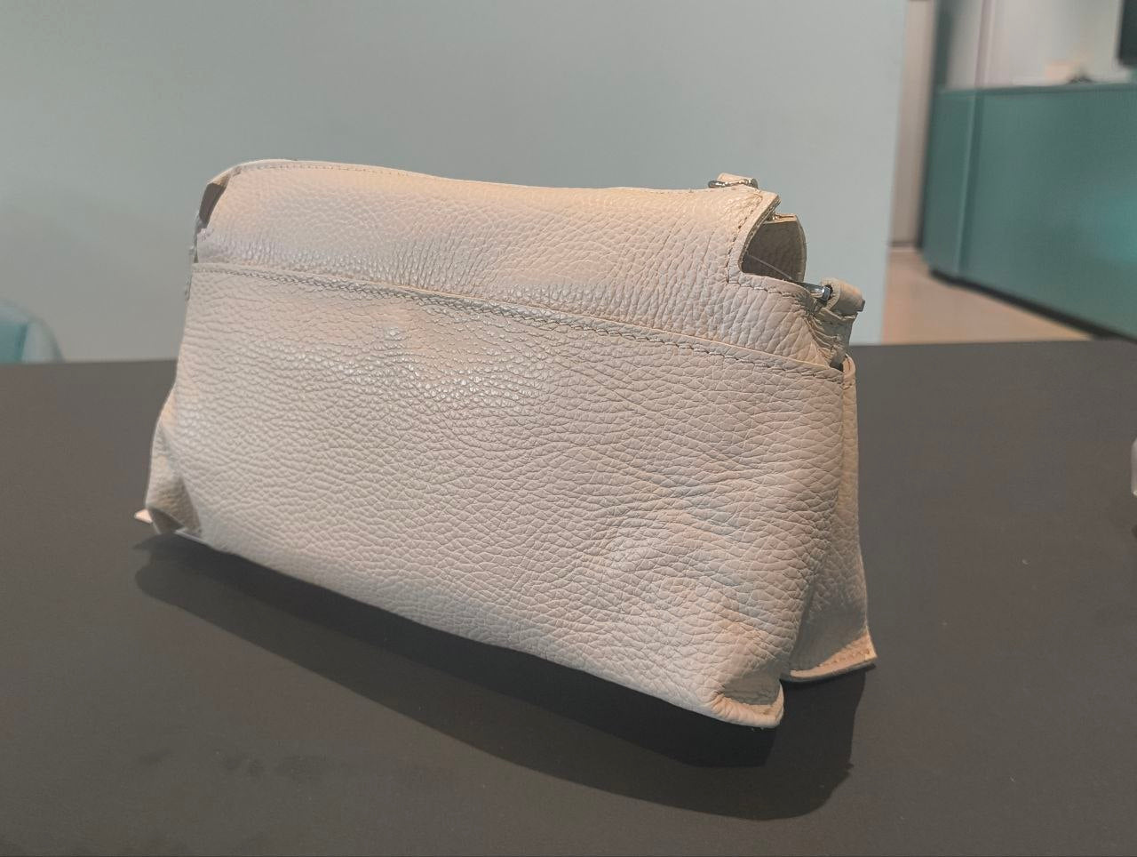 Borsa a Spalla in Dollaro Leather Panna