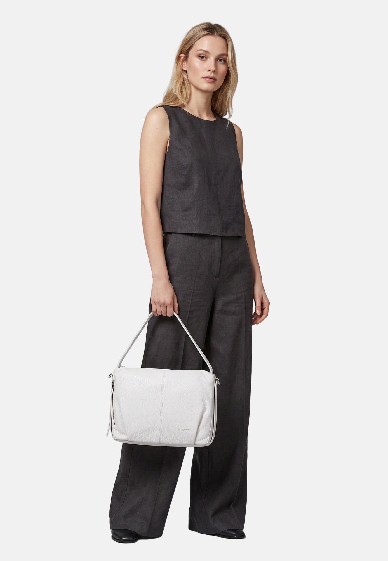 Borsa a Spalla in Vera Pelle Bianco