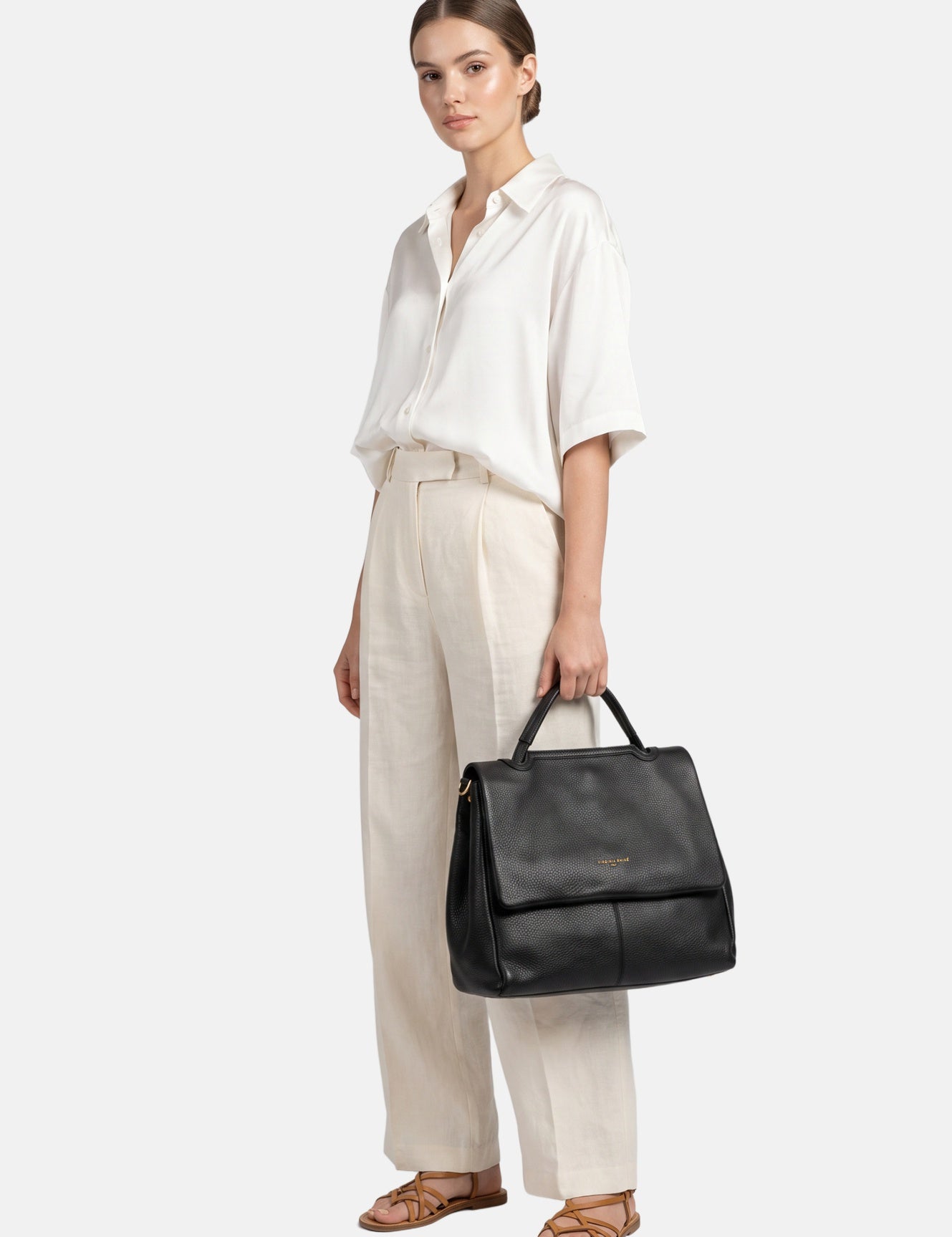 Borsa a Mano in Vera Pelle Nero