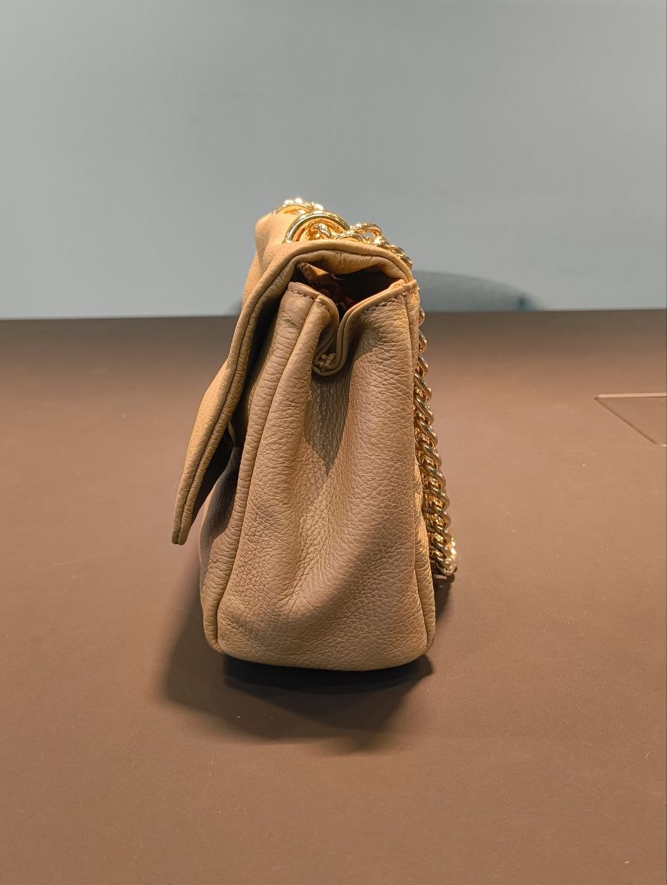 Borsa a Tracolla in Vera Pelle Sabbia