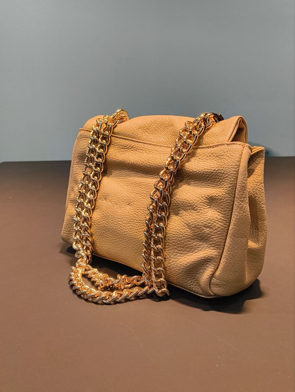Borsa a Tracolla in Vera Pelle Sabbia
